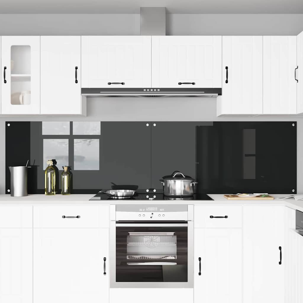 Küchenrückwand 2 pcs Schwarz 120 x 60 cm Gehärtetes Glas