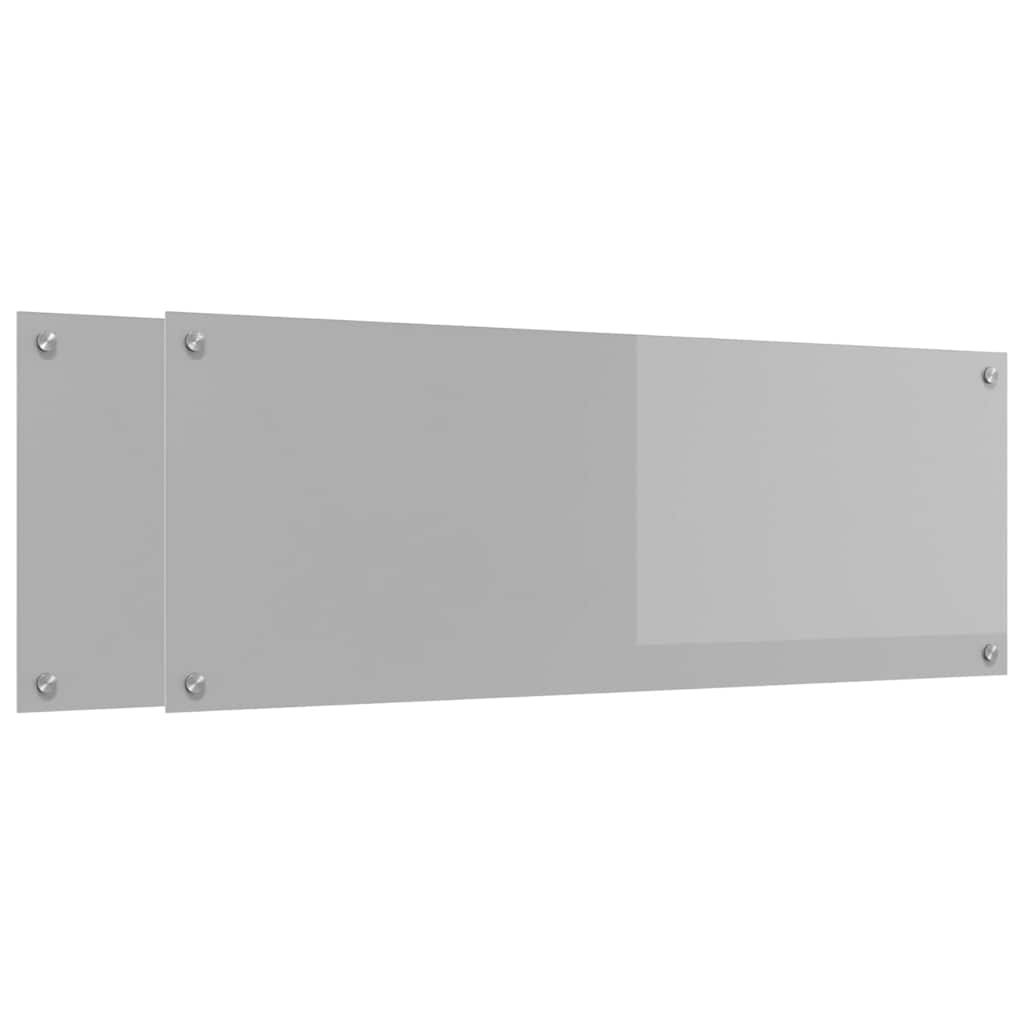 Küchenrückwand 2 pcs Hellgrau 110 x 40 cm Gehärtetes Glas