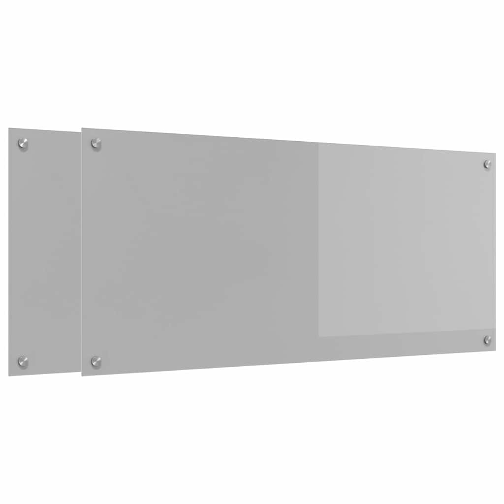Küchenrückwand 2 pcs Hellgrau 110 x 50 cm Gehärtetes Glas