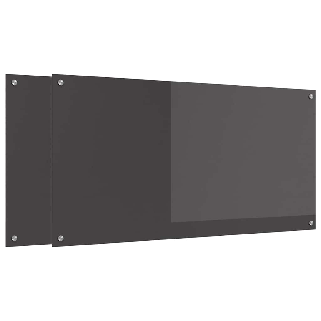 Küchenrückwand 2 pcs Dunkelgrau 120 x 60 cm Gehärtetes Glas