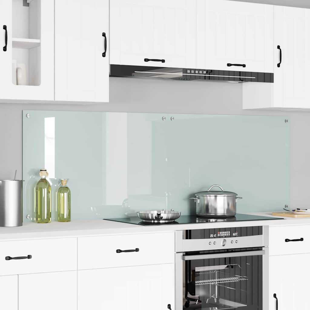 Küchenrückwand 2 pcs Weiß 90 x 60 cm Gehärtetes Glas