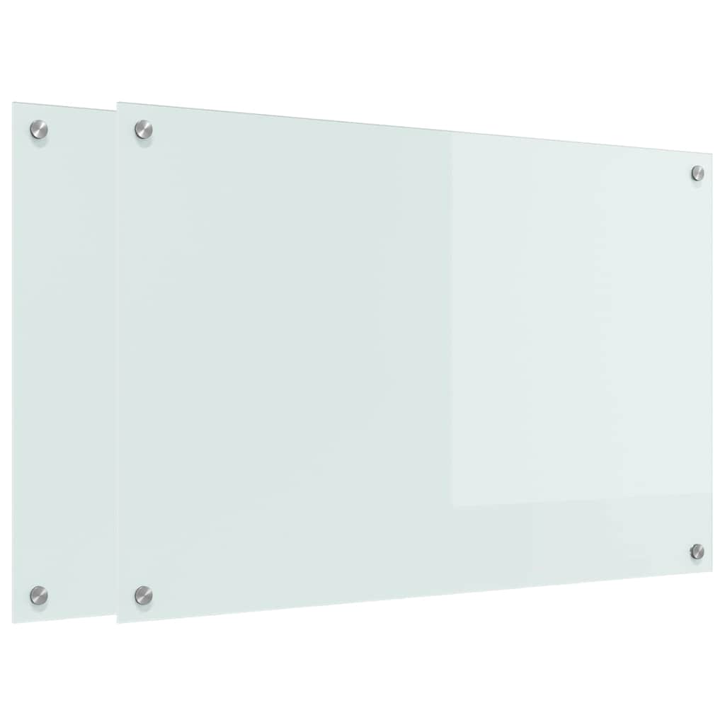 Küchenrückwand 2 pcs Weiß 90 x 60 cm Gehärtetes Glas