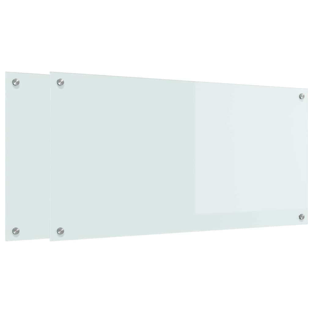 Küchenrückwand 2 pcs Weiß 100 x 50 cm Gehärtetes Glas