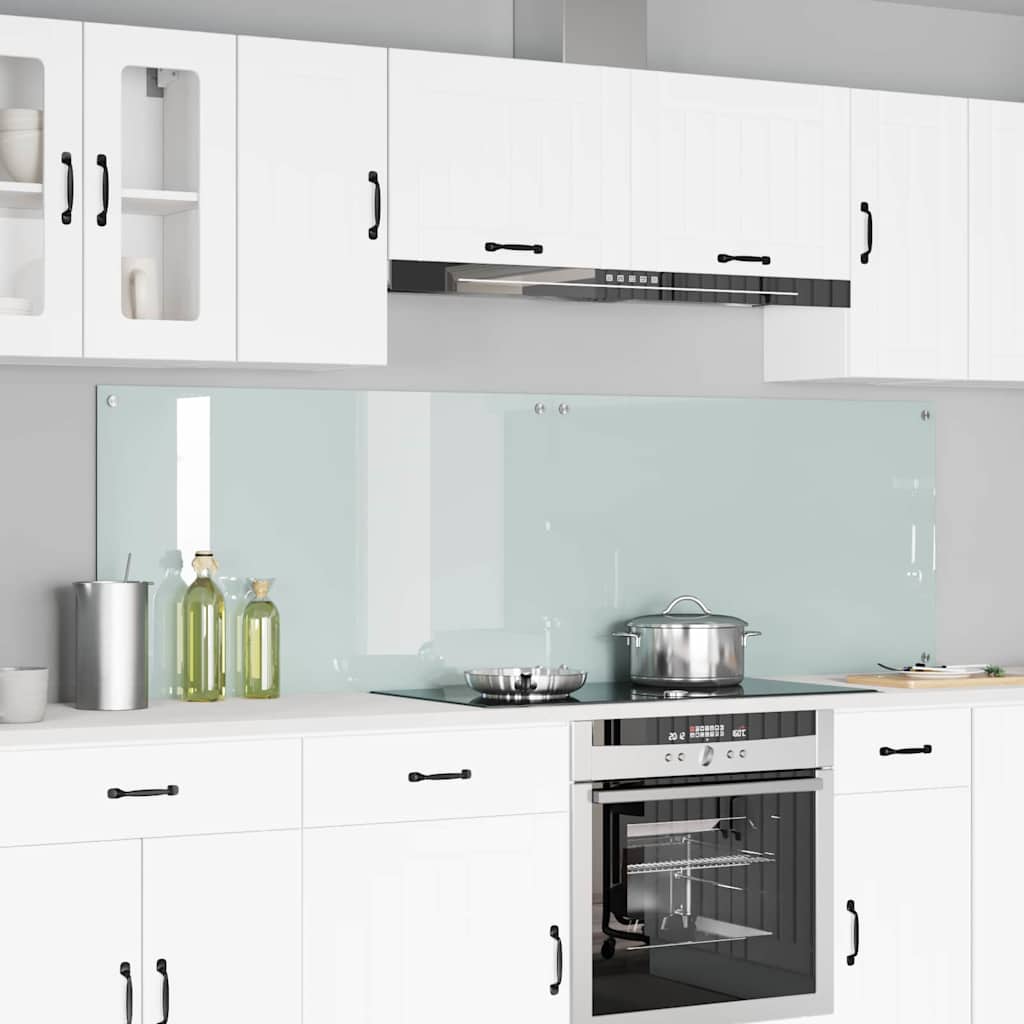 Küchenrückwand 2 pcs Weiß 100 x 60 cm Gehärtetes Glas