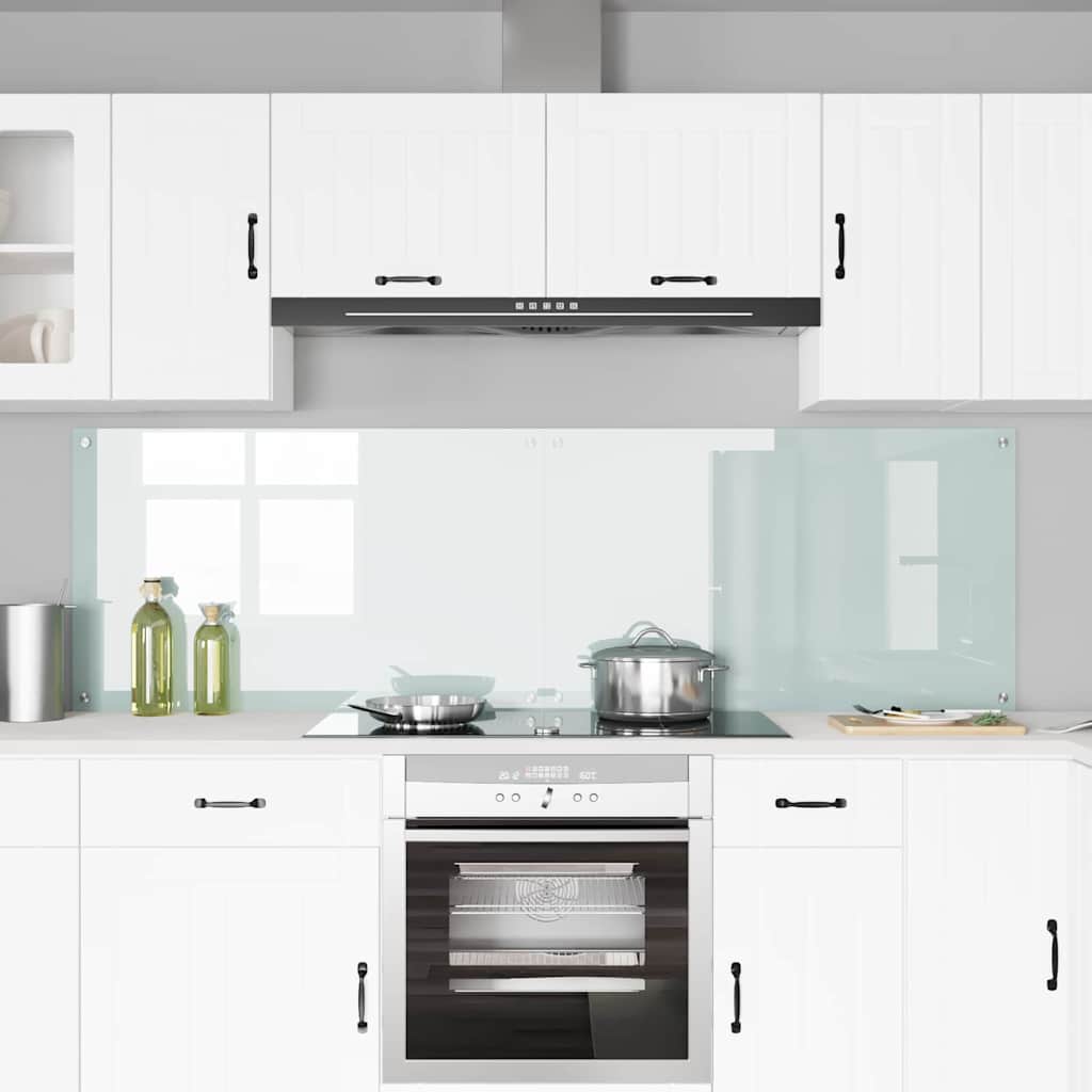 Küchenrückwand 2 pcs Weiß 100 x 60 cm Gehärtetes Glas