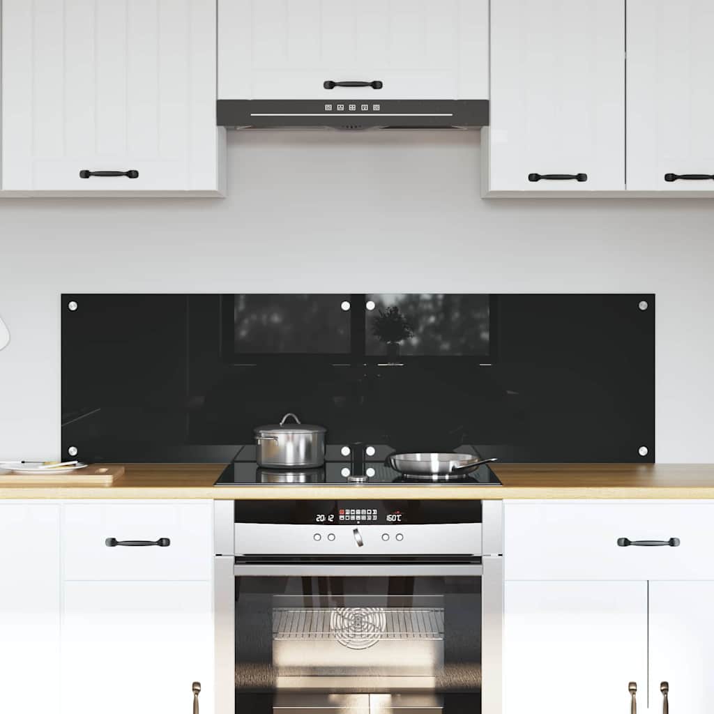 Küchenrückwand 2 pcs Schwarz 70 x 40 cm Gehärtetes Glas