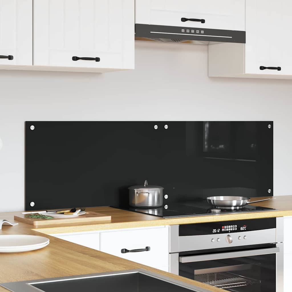 Küchenrückwand 2 pcs Schwarz 70 x 40 cm Gehärtetes Glas