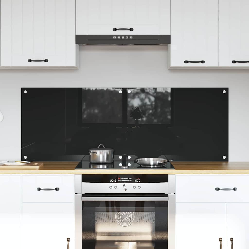 Küchenrückwand 2 pcs Schwarz 70 x 50 cm Gehärtetes Glas