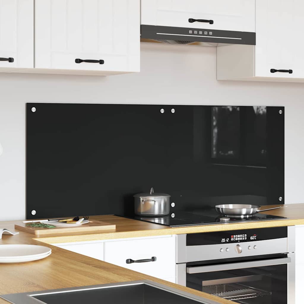 Küchenrückwand 2 pcs Schwarz 70 x 50 cm Gehärtetes Glas