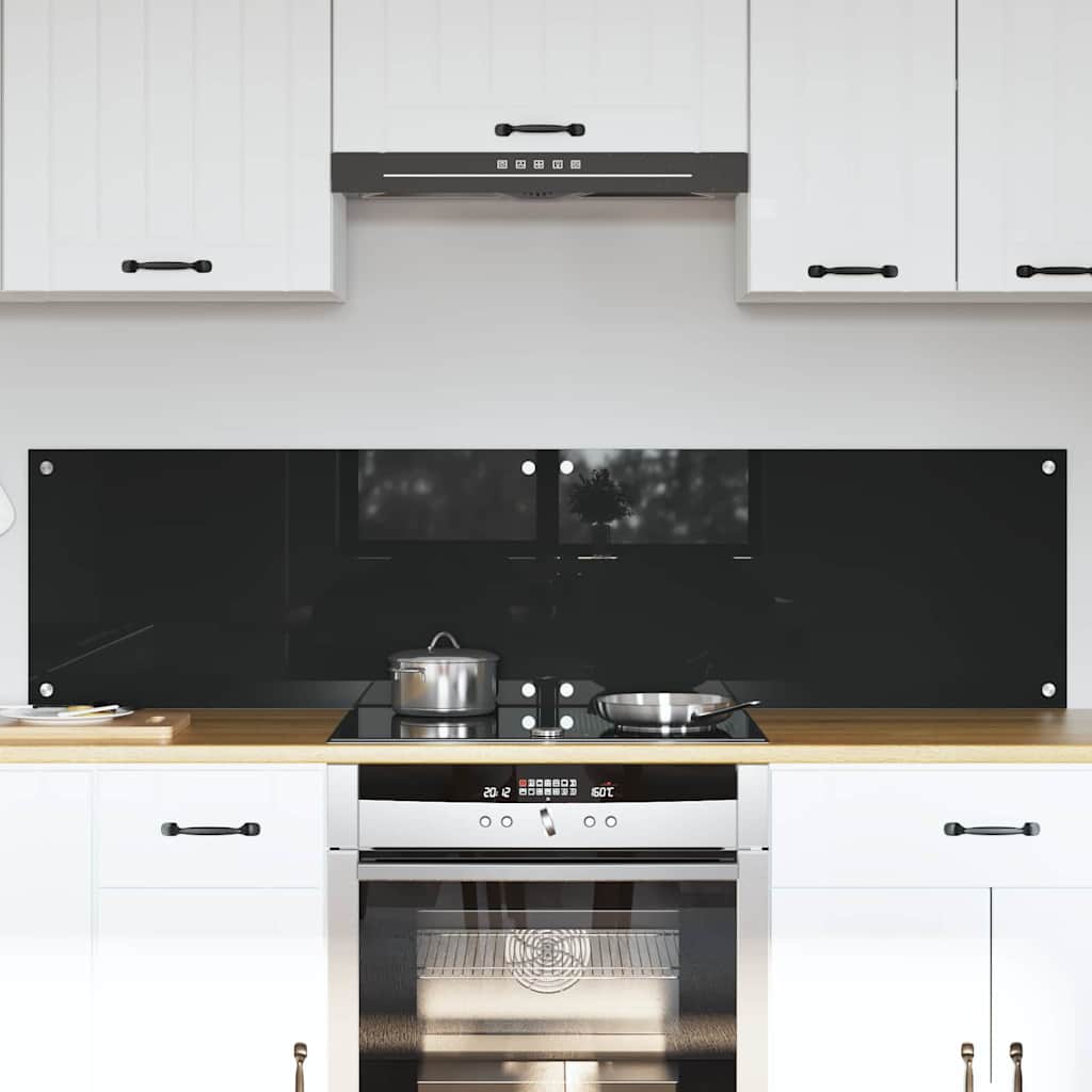 Küchenrückwand 2 pcs Schwarz 80 x 40 cm Gehärtetes Glas