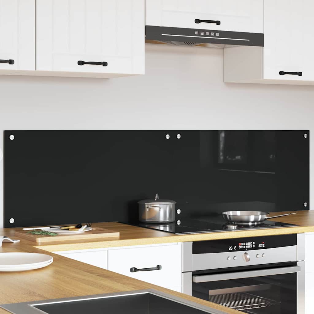 Küchenrückwand 2 pcs Schwarz 80 x 40 cm Gehärtetes Glas