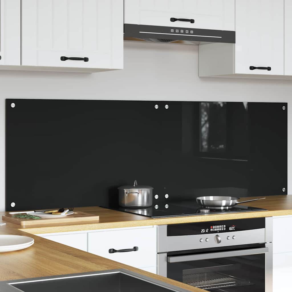 Küchenrückwand 2 pcs Schwarz 80 x 50 cm Gehärtetes Glas