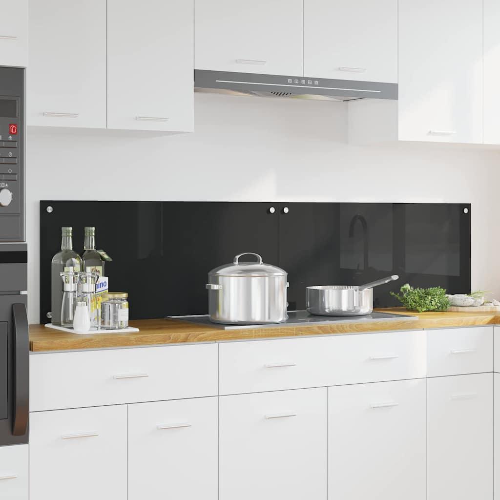 Küchenrückwand 2 pcs Schwarz 90 x 40 cm Gehärtetes Glas