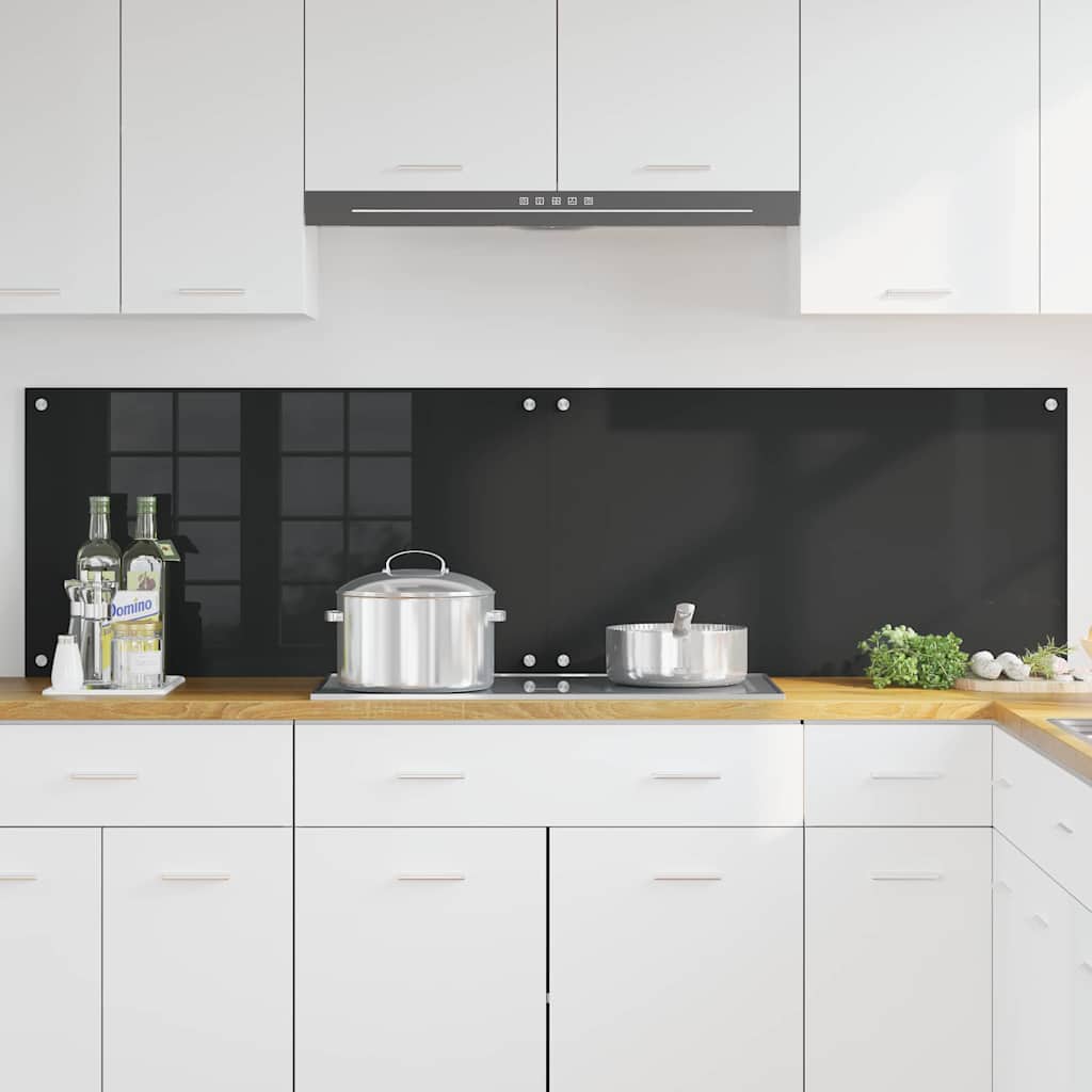 Küchenrückwand 2 pcs Schwarz 90 x 50 cm Gehärtetes Glas