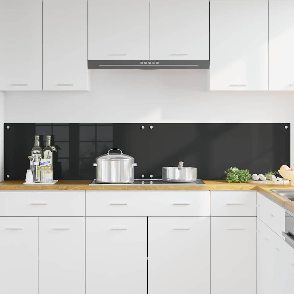 Küchenrückwand 2 pcs Schwarz 100 x 40 cm Gehärtetes Glas