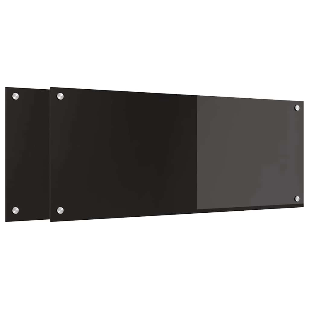 Küchenrückwand 2 pcs Schwarz 100 x 40 cm Gehärtetes Glas
