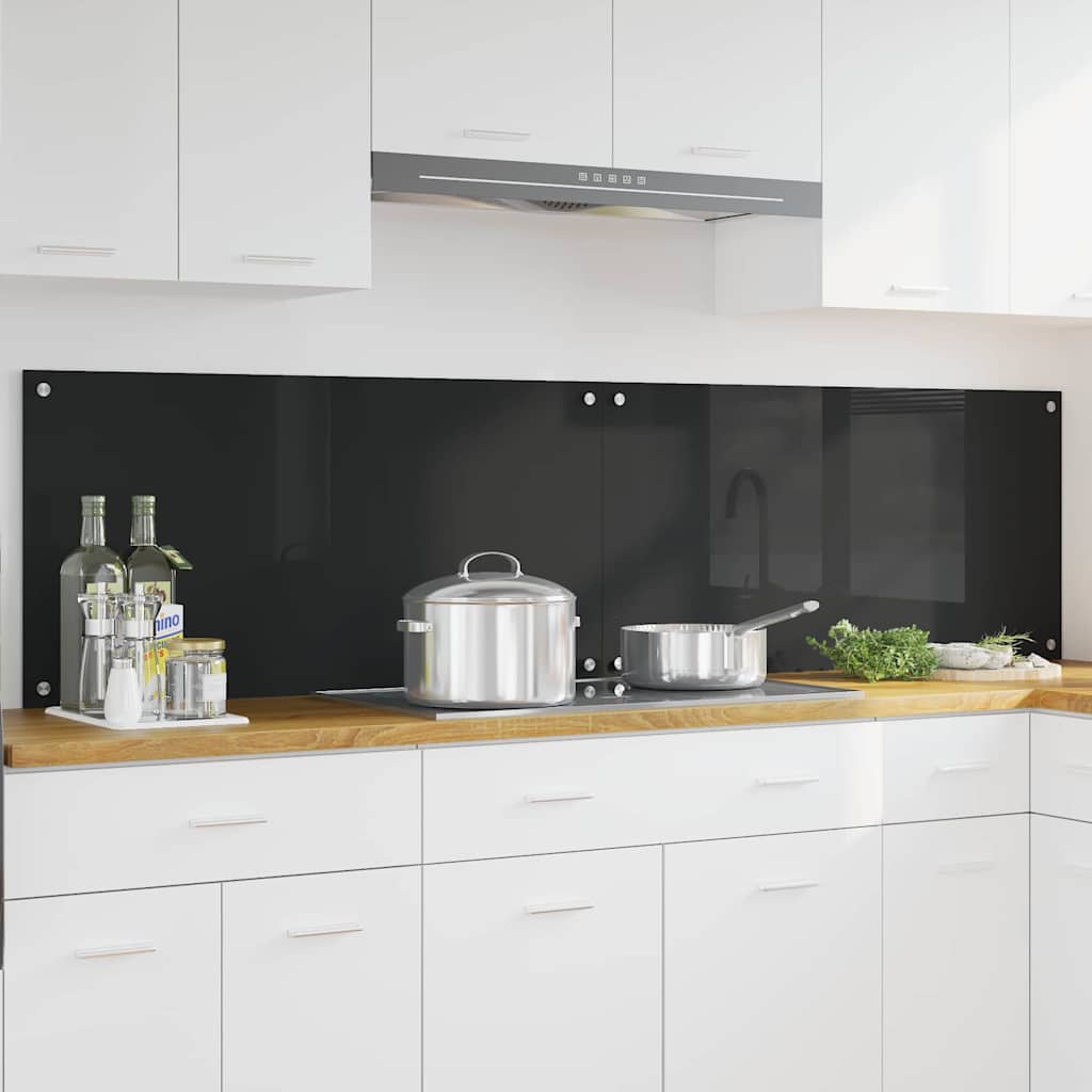 Küchenrückwand 2 pcs Schwarz 100 x 50 cm Gehärtetes Glas