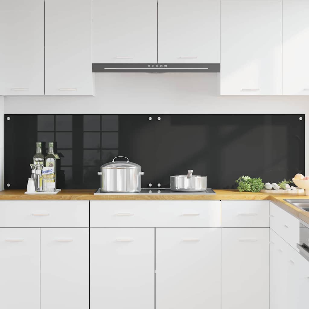 Küchenrückwand 2 pcs Schwarz 100 x 50 cm Gehärtetes Glas