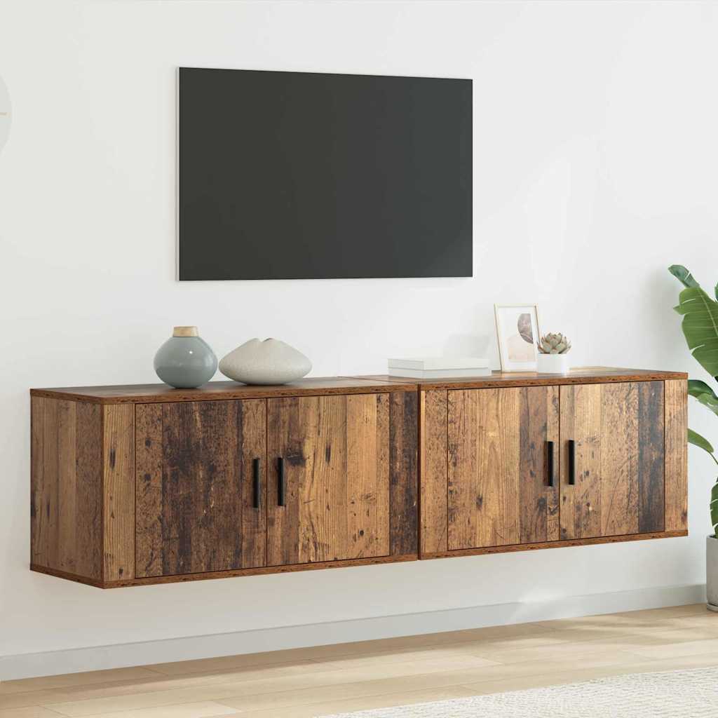 Wand-TV-Schrank Set 2 pcs Altholz 80 x 34,5 x 40 cm