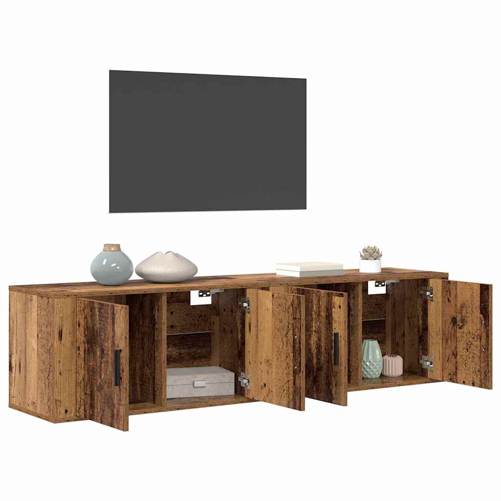 Wand-TV-Schrank Set 2 pcs Altholz 80 x 34,5 x 40 cm