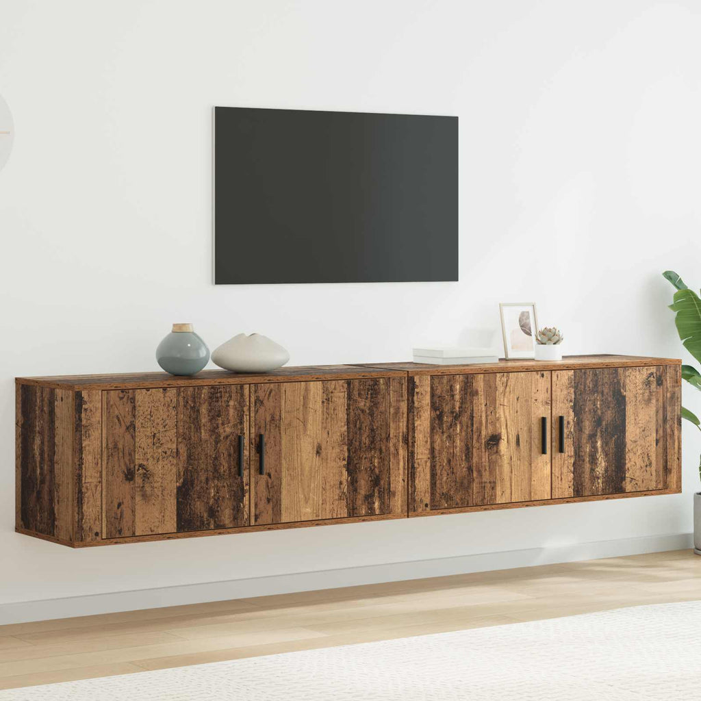 Wand-TV-Schrank Set 2 pcs Altholz 100 x 34,5 x 40 cm