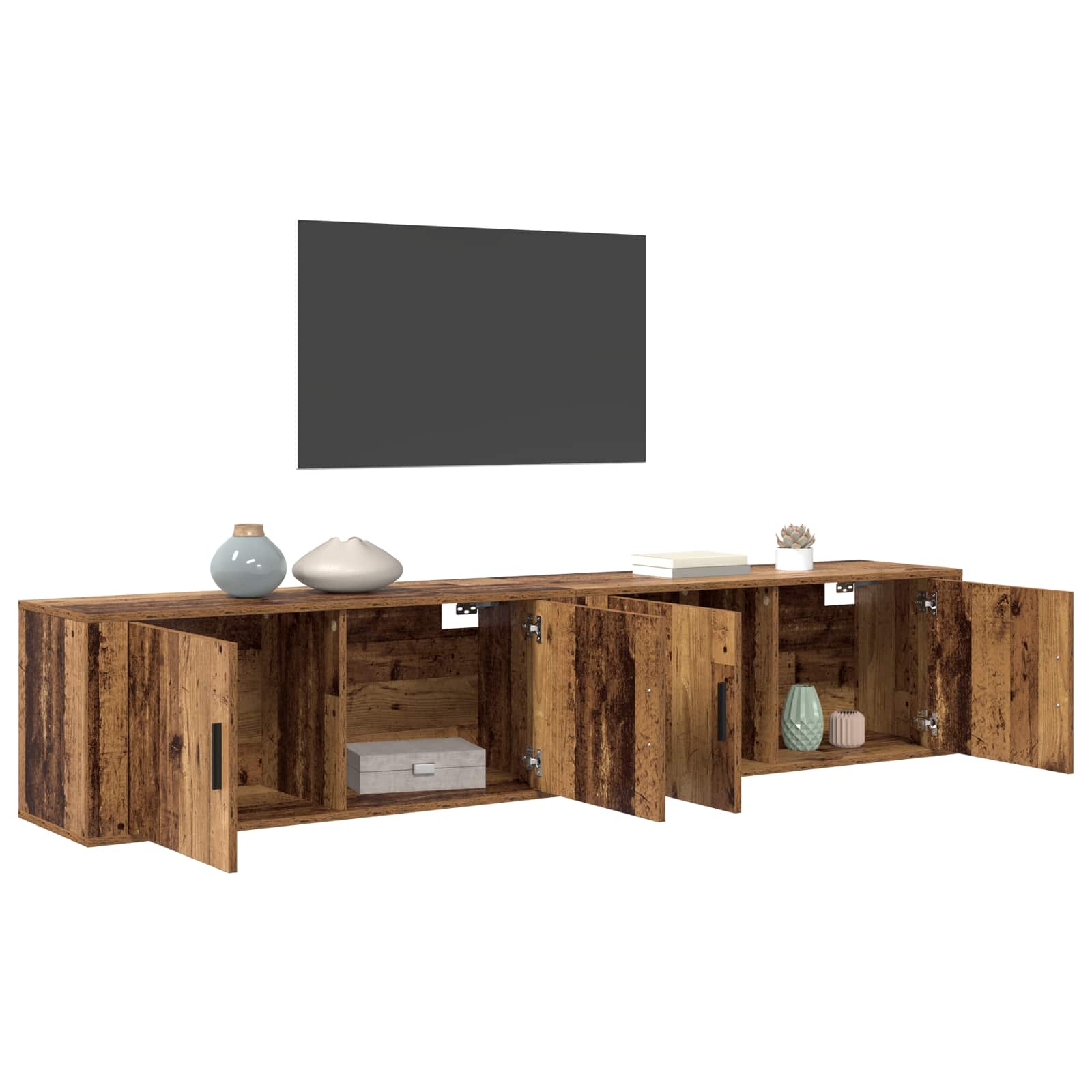 Wand-TV-Schrank Set 2 pcs Altholz 100 x 34,5 x 40 cm