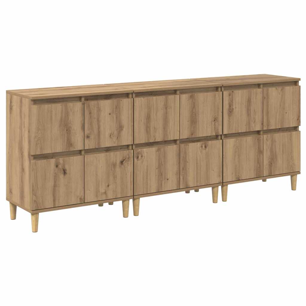 Sideboards 3 pcs Artisan-Eiche 60 x 35 x 70 cm Holzwerkstoff