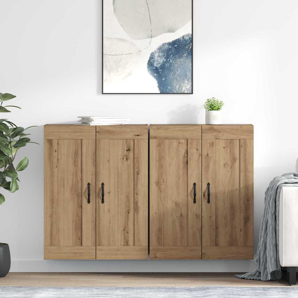 Wandmontierter Schrank 2 pcs Artisan-Eiche 69,5 x 34 x 90 cm