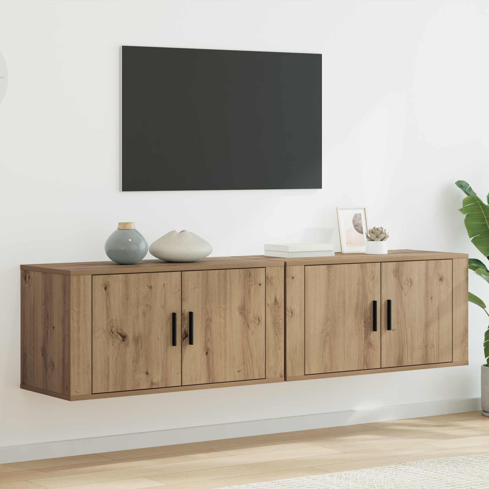 Wand-TV-Schrank Set 2 pcs Artisan-Eiche 80 x 34,5 x 40 cm