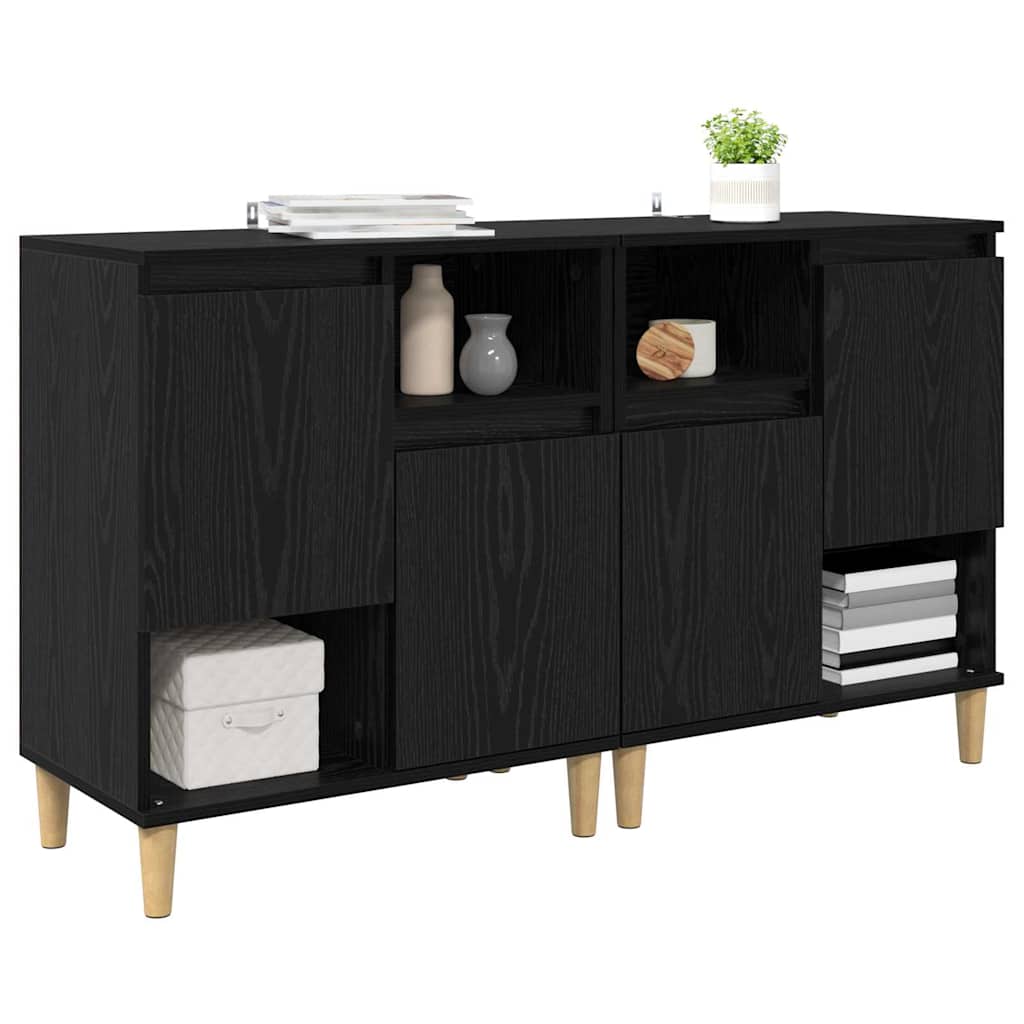 Sideboards 2 pcs Schwarz Eichen-Optik 60 x 35 x 70 cm