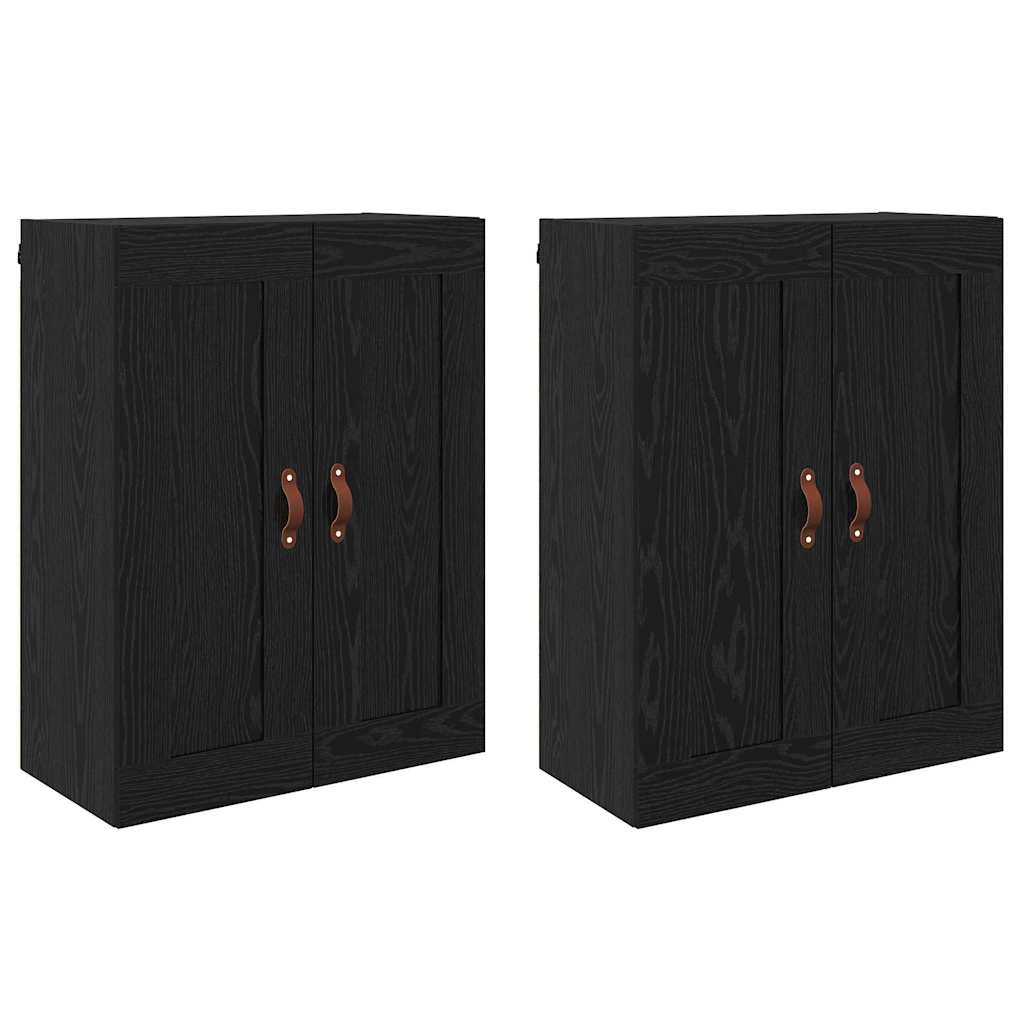 Wandmontierter Schrank 2 pcs Schwarz Eichen-Optik Holzwerkstoff