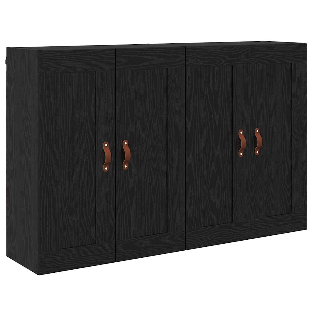 Wandmontierter Schrank 2 pcs Schwarz Eichen-Optik Holzwerkstoff