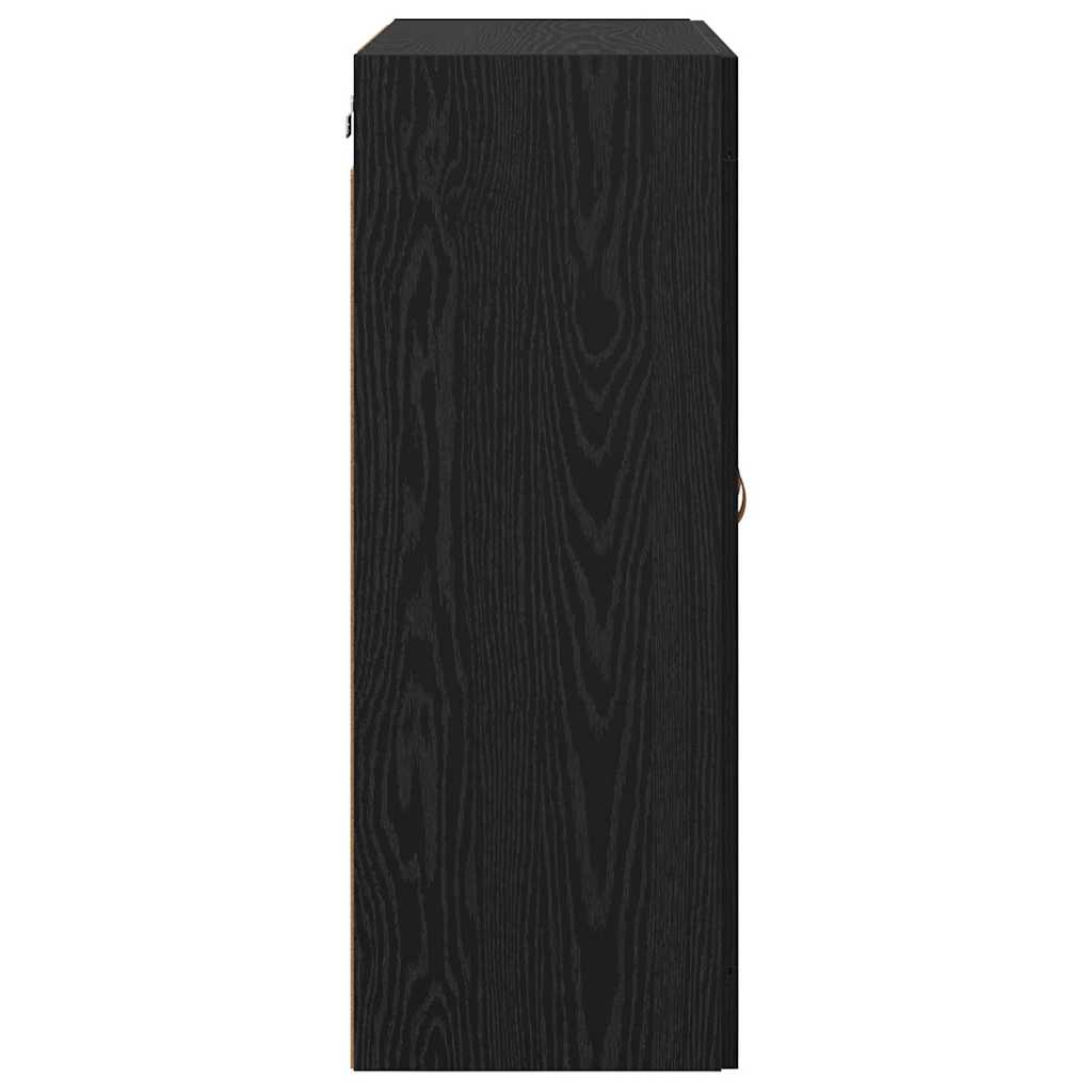 Wandmontierter Schrank 2 pcs Schwarz Eichen-Optik Holzwerkstoff