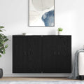 Wandmontierter Schrank 2 pcs Schwarz Eichen-Optik Holzwerkstoff