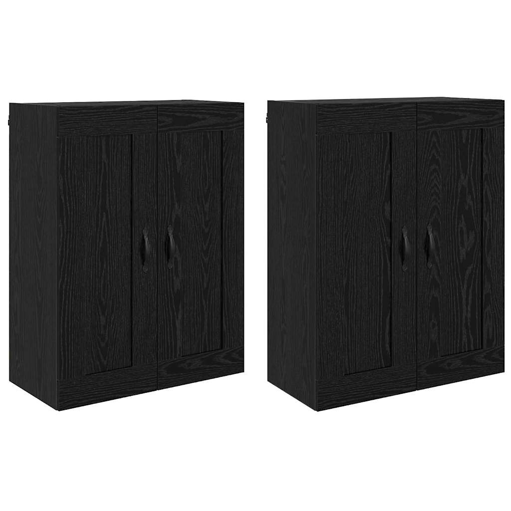 Wandmontierter Schrank 2 pcs Schwarz Eichen-Optik Holzwerkstoff