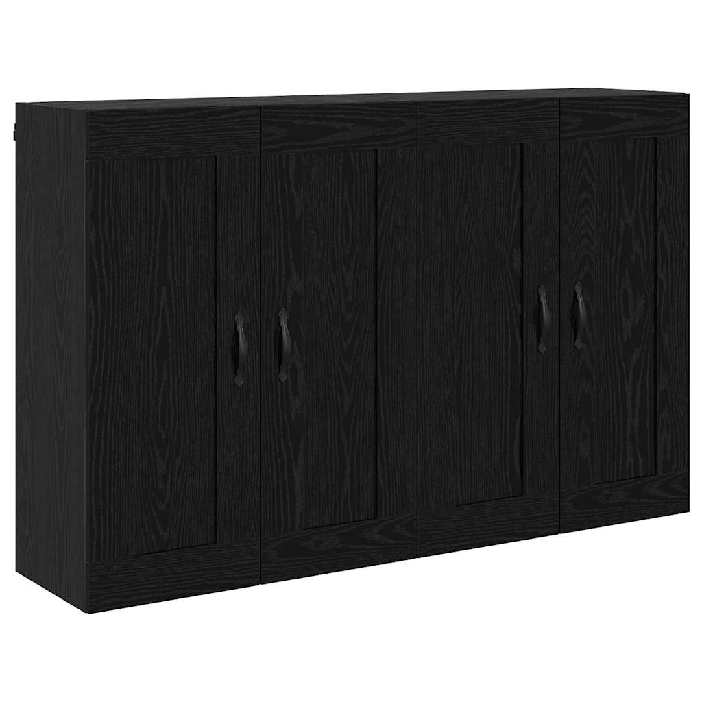 Wandmontierter Schrank 2 pcs Schwarz Eichen-Optik Holzwerkstoff