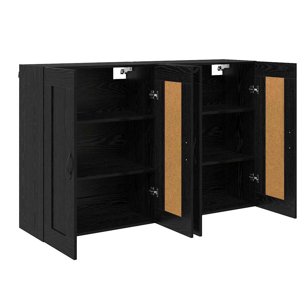 Wandmontierter Schrank 2 pcs Schwarz Eichen-Optik Holzwerkstoff