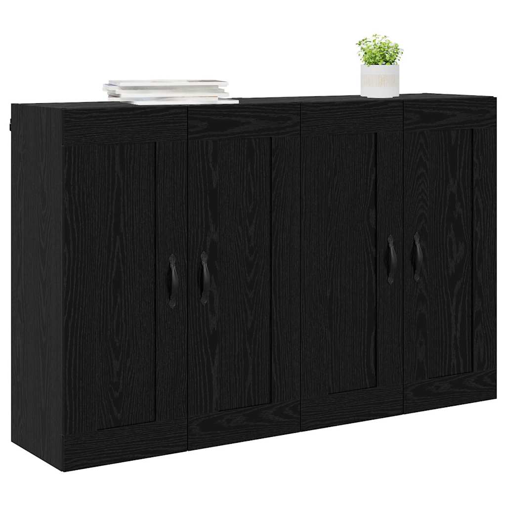 Wandmontierter Schrank 2 pcs Schwarz Eichen-Optik Holzwerkstoff