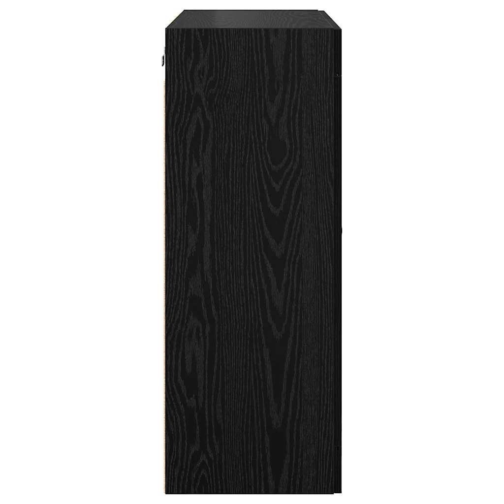 Wandmontierter Schrank 2 pcs Schwarz Eichen-Optik Holzwerkstoff