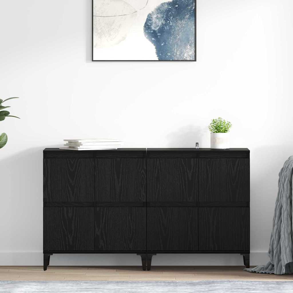 Sideboards 2 pcs Schwarz Eichen-Optik 60 x 35 x 70 cm