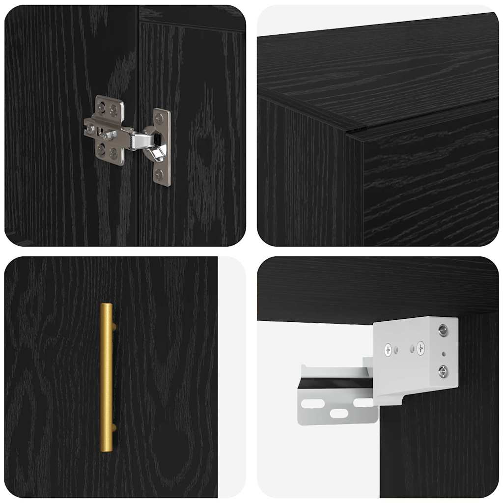 Wandmontierter Schrank 2 pcs Schwarz Eichen-Optik Holzwerkstoff