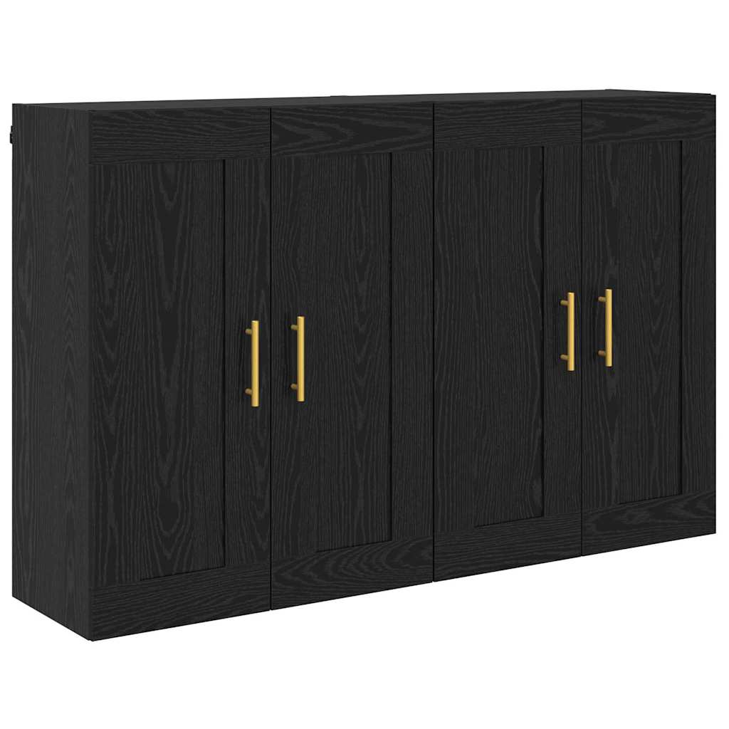 Wandmontierter Schrank 2 pcs Schwarz Eichen-Optik Holzwerkstoff