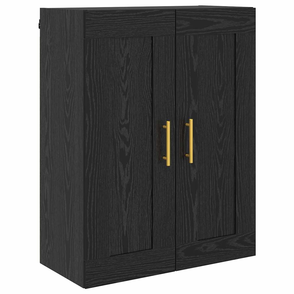 Wandmontierter Schrank 2 pcs Schwarz Eichen-Optik Holzwerkstoff