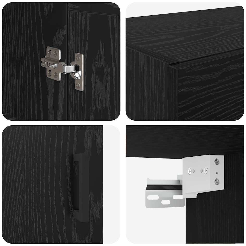Wandmontierter Schrank 2 pcs Schwarz Eichen-Optik Holzwerkstoff