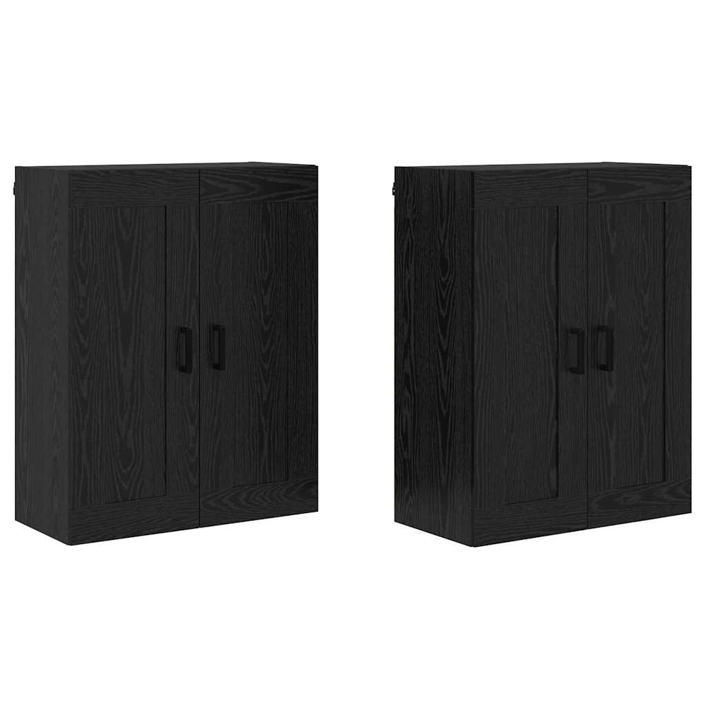Wandmontierter Schrank 2 pcs Schwarz Eichen-Optik Holzwerkstoff