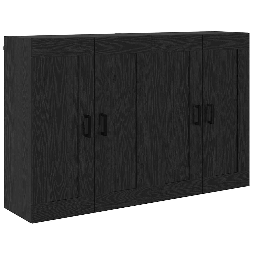 Wandmontierter Schrank 2 pcs Schwarz Eichen-Optik Holzwerkstoff