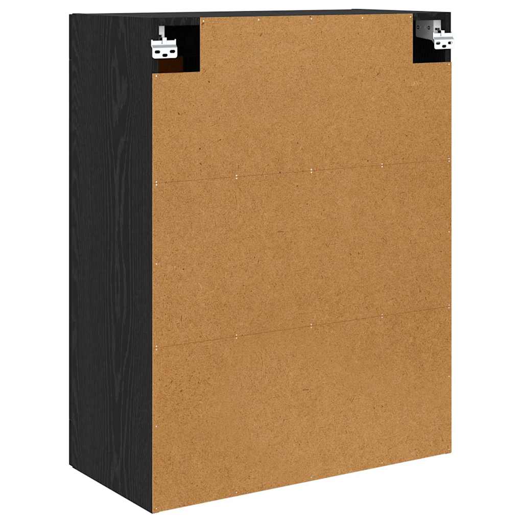 Wandmontierter Schrank 2 pcs Schwarz Eichen-Optik Holzwerkstoff