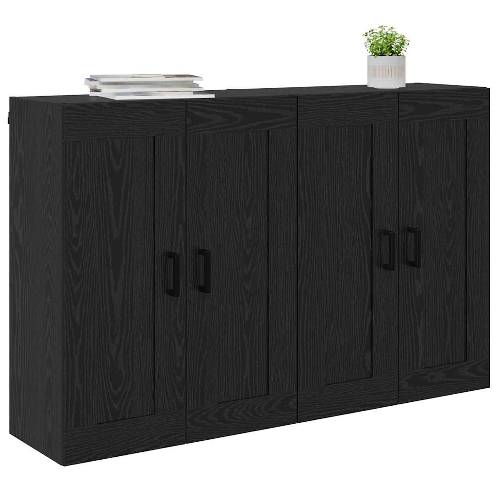 Wandmontierter Schrank 2 pcs Schwarz Eichen-Optik Holzwerkstoff