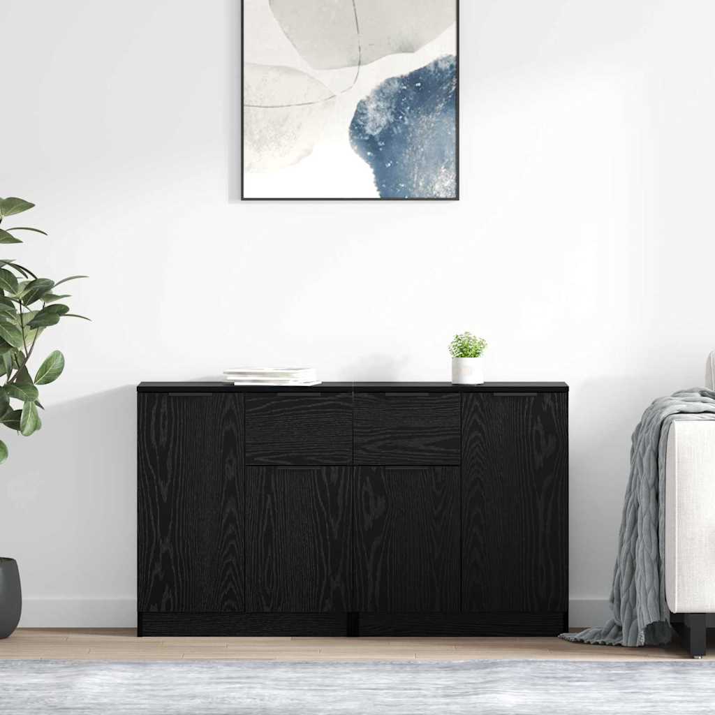 Sideboards 2 pcs Schwarz Eichen-Optik 60 x 30 x 70 cm
