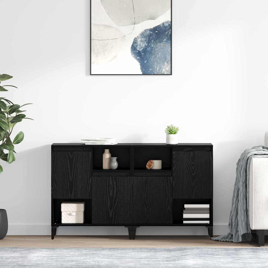 Sideboards 2 pcs Schwarz Eichen-Optik 60 x 35 x 70 cm